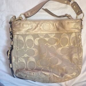 Coach Metallic Signature Shoulder Bag in Gold